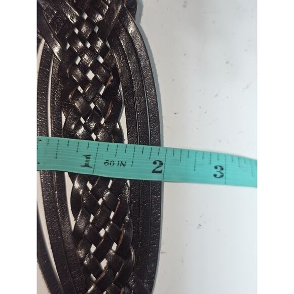 Women's 2" Wide Braided Woven Round Leather Belt Size 40" - Picture 6 of 7